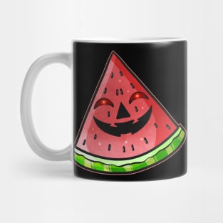 Evil Jack O Lantern Face in Watermelon Halloween Mug